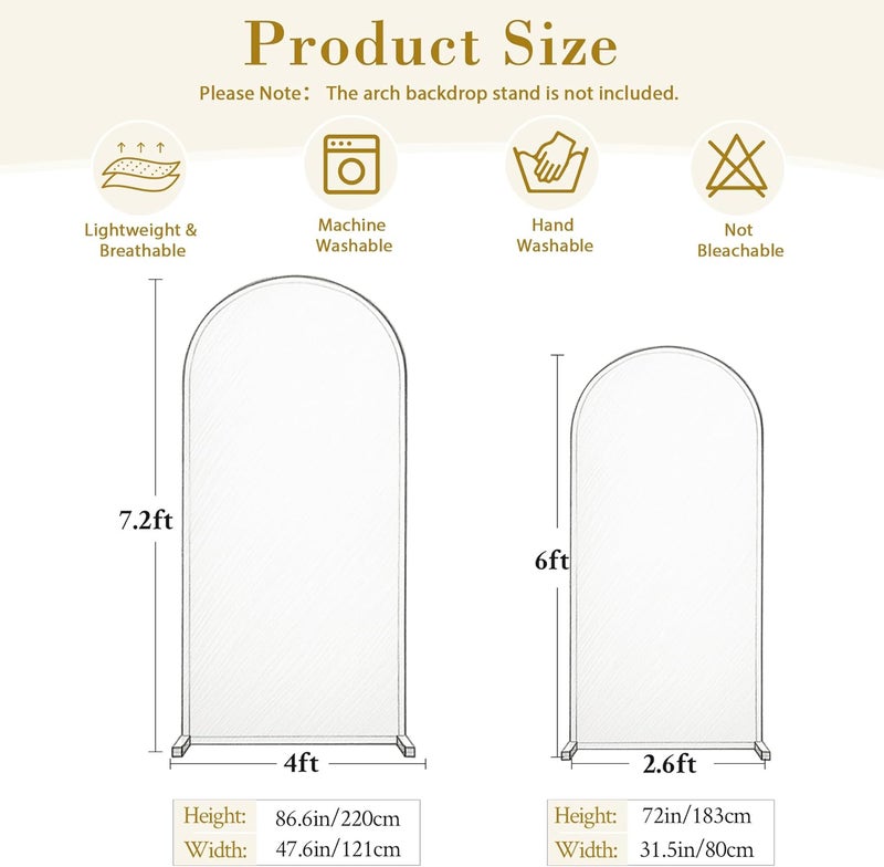 Suppromo Yellow Arch Cover Set of 2-7.2 and 6FT Yellow Arch Backdrop Cover Spandex Fitted Birthday Party Arch Stand Covers Stretchy Backdrop for Baby Shower Bridal Shower Ceremony Wedding Photo Background - Image 5